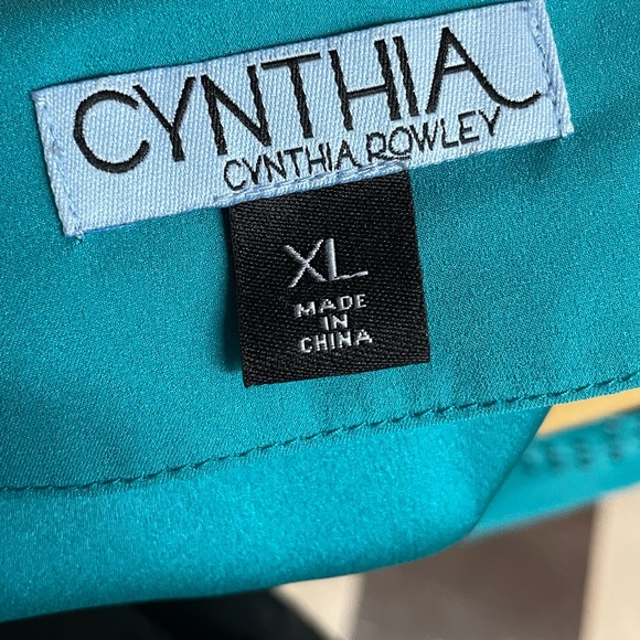 Cynthia Rowley Turquoise Short Sleeve Blouse XL with Gem Detail 💎✨ - Picture 6 of 8